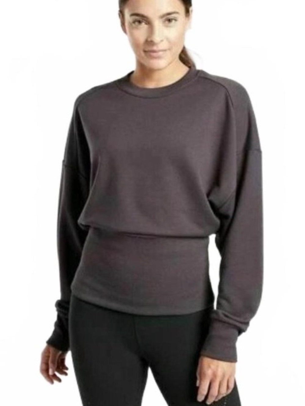 Athleta Potrero Dolman Sleeve Sweatshirt Crew Neck Long Sleeves Shale Medium M